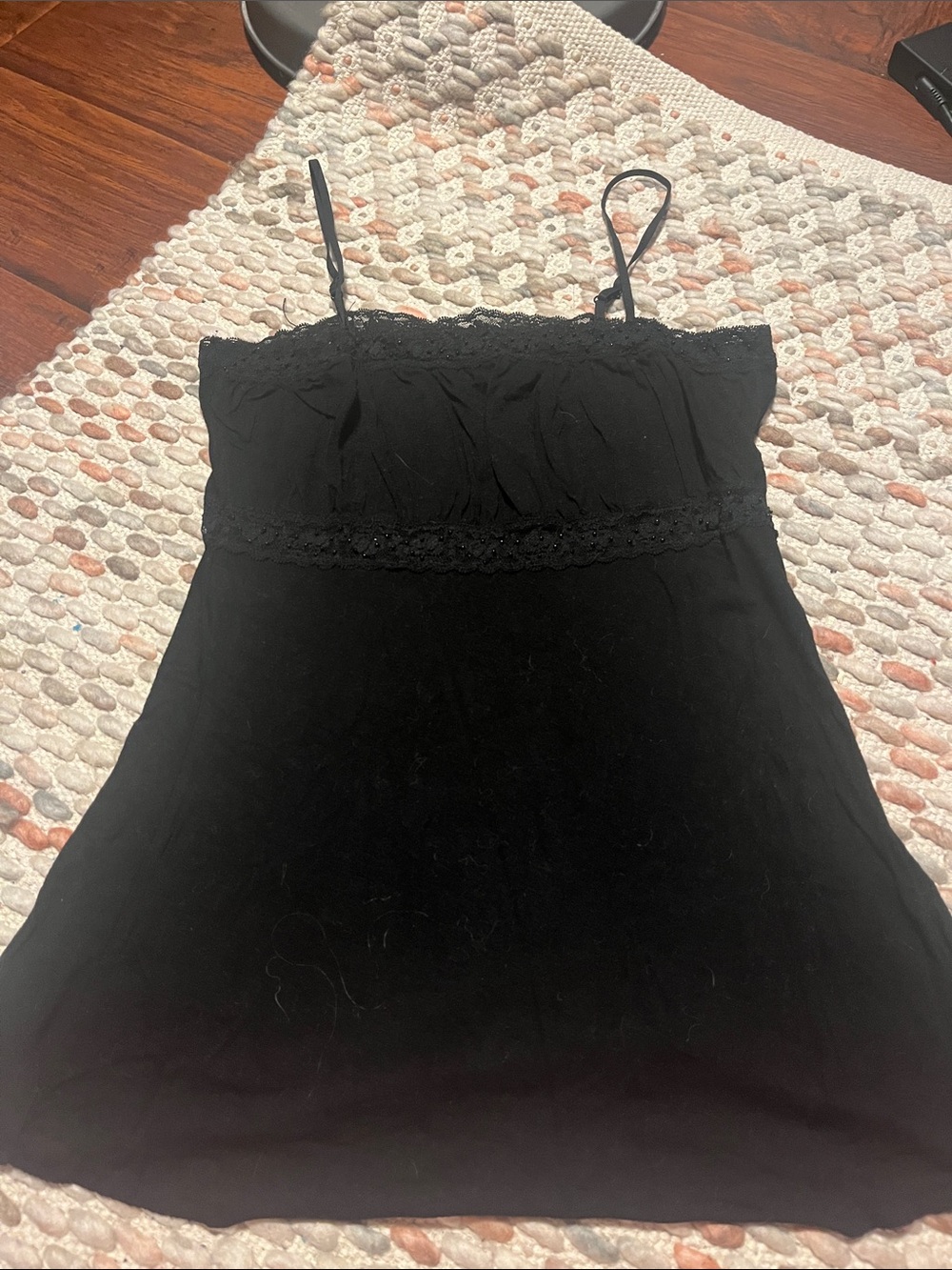 Costa Blanca Black Lace-Trim Camisole
